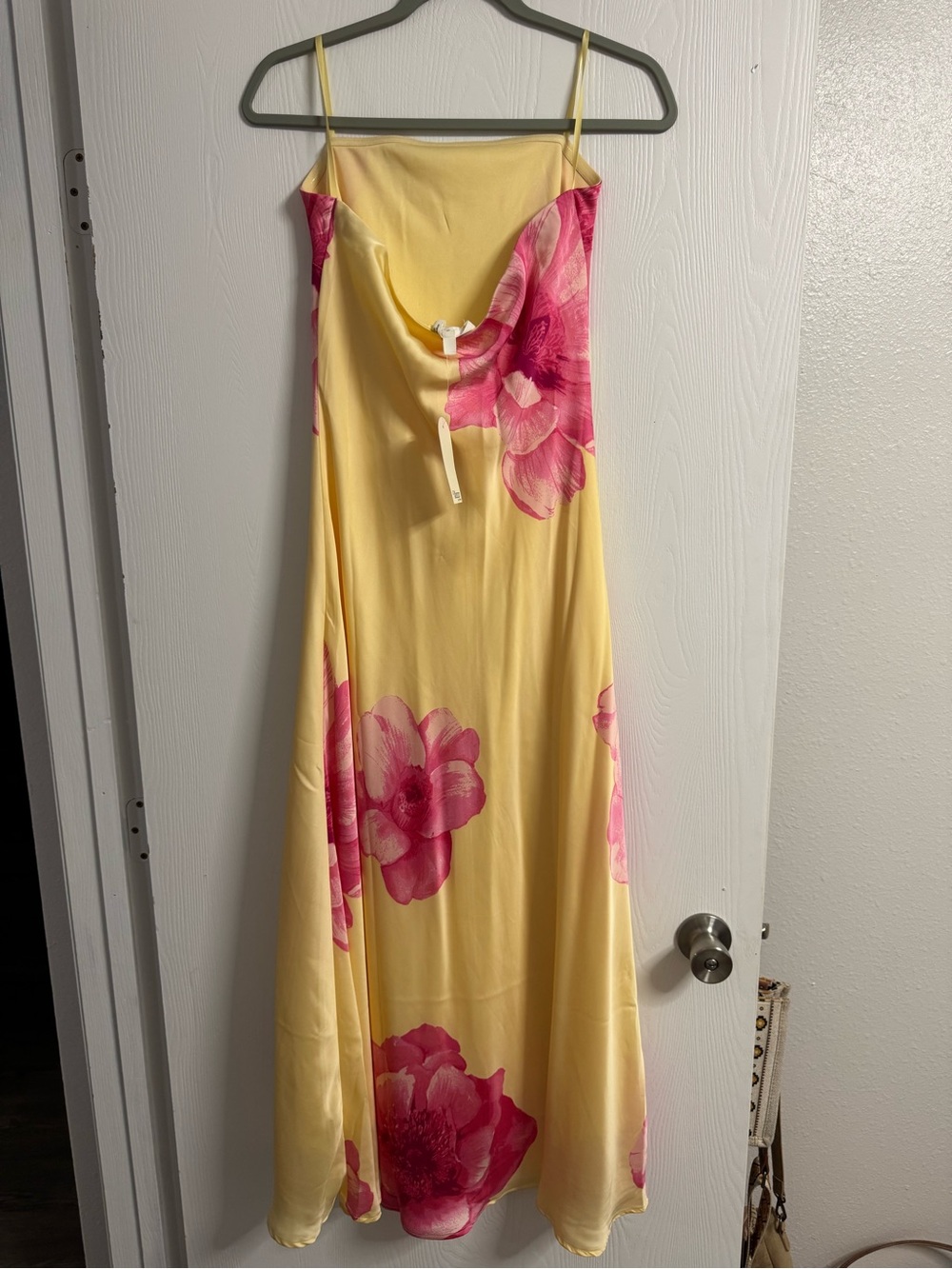 Trixxi Yellow Maxi Slip Dress with Pink Floral Print